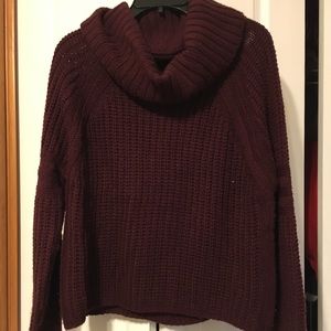 Chunky maroon cowl neck sweater